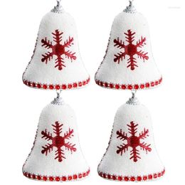 Party Supplies Bells Christmas Decor 4pcs Exquisite Snowflake Bell Pendant Festive Wooden Holiday Home Favours