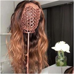 Lace Wigs Mongolia Ombre Stberry Brown Wavy Fl Human Hair Preplucked Hairline 360 Frontal Glueless Blonde 5X5 Closure Drop Delivery Pr Dhqte