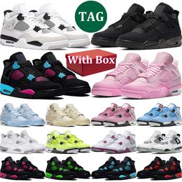 With box 4s Pink Basketball Shoes 4 Sail Thunder Military Black Cat men women Infrared White Oreo University Blue outdoor mens trainer