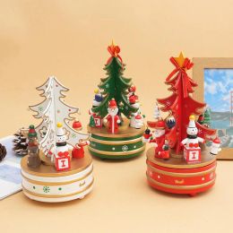 Boxes Christmas Xmas Tree Carousel Sky Wheel Wooden Rotating Music Box Merry Go Round Toys Baby Room Decoration Navidad Children Gifts