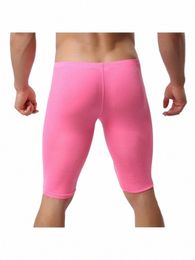 male Sleepwear Sexy Ice Silk Ultra thin Transparent Penis Pouch Sleep Bottom Body Sculpting Pants Leggings Men Pajamas Pink Grey B0Vx#