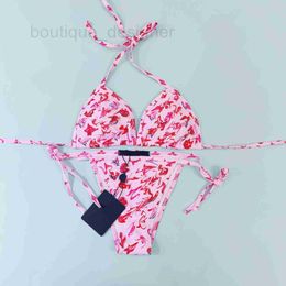 Women's Swimwear designer brand Lu23 New Sexy Strapping Pink Printed Female Split Swimsuit Letter Bikini UW1T
