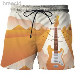 Men's Shorts Mens Shorts Guitar instrument 3D printed shorts mens street casual oversized shorts summer cool mens swimming sports beach shorts 24325