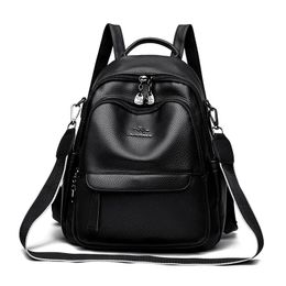 Women s Backpack Shoulder PU HighCapacity Ladies 2024 Year Womens Bags School Travel Bag Fashion For Girls wallet 240323