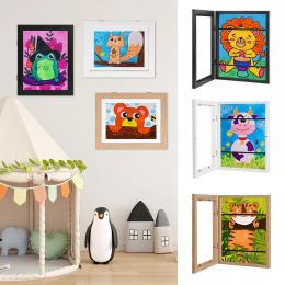 Frame Children A4 Art Wooden Frames Magnetic Front Opening For Poster Photo Drawing Paintings Pictures Kids Art Pictures Display Frame