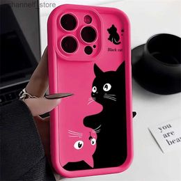 Cell Phone Cases Camera Lens Protection Phone Case For iPhone 14 Pro Max Case iPhone 13 15 12 11 Pro Max XR XS 7 8 Plus SE Candy Color Cat CoverY240325