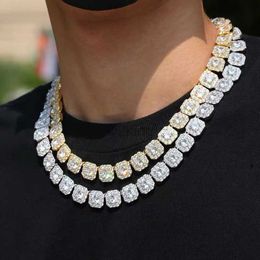 Chains Mens Iced Out 12mm Square Diamond Necklaces Hip Hop Bling Women Trendy Miami Cuban Curb Link Chain Bracelet Fashion Gold Silver Hipster Punk Jewelr ZRL2