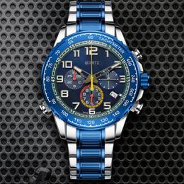 New Design Mens Watches Chronograph Quartz Movement Male Clock Luxury Business Wristwatch F1 Designer Watches for Men Watch montre196q