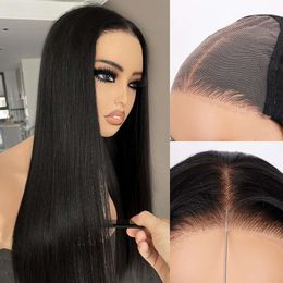 BLL and Go Glueless Long Straight Black Synthetic Front Plucked Pre Cut 6 * 5 HD Lace Wig 26 Inch Ready to Wear Wigs for Women