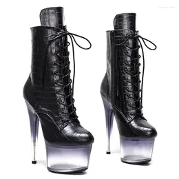 Dance Shoes Women 17CM/7inches PU Upper Plating Platform Sexy High Heels Ankle Boots Pole 059