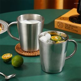 Mugs 320ml Stainless Steel Double Layer Beer Creative Handgrip Coffee Cup Household Tea Water Metal Travel Tumbler For Gifts