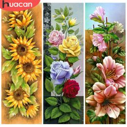 Calligraphy Huacan 5d Diy Diamond Painting Suower Handmade Gift Full Square Diamond Embroidery Rose Mosaic Flower Wall Art Craft Kit