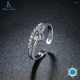 Cluster Rings Ann&Snow Engagement For Women 925 Sterling Silver Ring Romantic Classic Heart Cubic Zircon Stone Fine Jewellery