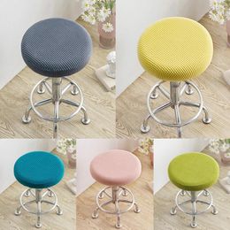 Chair Covers Round Cover Removable Stool Bar Stretch Slipcover Solid Anti-Dirty Washable Seat Cushion Protector