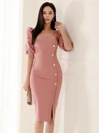 Party Dresses Fashion Korean Elegant Women Evening Dress Temperament Formal Vintage Sexy Slim Slit Midi Club Commute Lady Mujer Vestidos