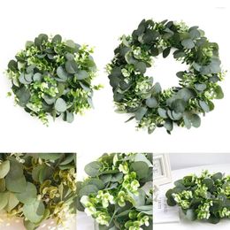 Decorative Flowers Artificial Leaf Wreath Fake Eucalyptus Simulate Green For Wedding Party Festival Decoration