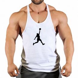 fi Printed Tank Top Men Bodybuilding Sleevel Shirt Cott Gym Fitn Workout Clothes Stringer Singlet Male Running Vest f1bg#