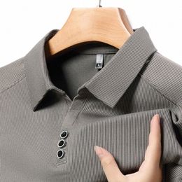 middle-aged Men's Autumn Turn-down Collar Loose Plus Size POLO Shirt Luxurious Busin Lg-sleeved Shirt Golf Men Clothing k92s#