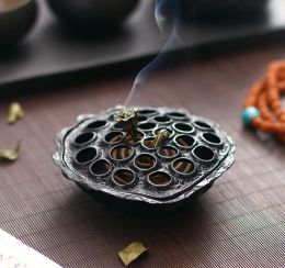 Burners Metal Lotus Seed Pod Incense Burner Antique Censer Home Decor Use In Home Living Room Teahouse Smell Removing Tool