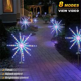 Baths LED Solar Fireworks Light Outdoor Meteor Horse Lamp Garland IP65 Waterproof String Lights Garden Lawn Street Decor Christmas