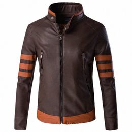 2023 Autumn Men's Zipper Leather Jacket Woerine Casual PU Leather Locomotive Coat Logan Bomber Jacket Slim Coats p1z0#