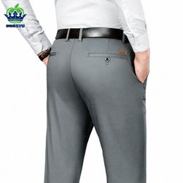 brand Clothing Men's Straight-fit Suit Pants Men Autumn Winter Busin Stretch Grey Khaki Black Thick Trousers Male Size 40 42 a7pg#