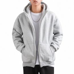 dukeen Winter Hoodies for Men with Fleece Thicken Warm Zip-Up Hooded Shirt Casual Solid Colour Woman Clothing White Black Coat 3518#