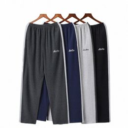 male pajamas summer cott lg pants Japanese style simple elastic waist casual big yards 5XL pure color men home sleep bottoms 36Sh#