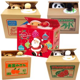 Boxes Stealing Santa's Piggy Bank Panda Coin Box Kids Money Bank Automated Cat Thief Money Boxes Toy Gift Children Coin Christmas Gift