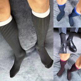 Men's Socks 1 Pairs Fashion Mens Ribbed Dress Casual Striped Breathable Male Sports Business Pure Colour 2024