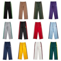 ss AWGE Needles Sweatpants Men Women 1 1 Quality Embroidered Butterfly Stripe Needles Pants Trousers 240314