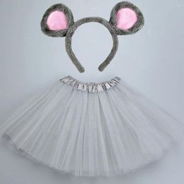 Party Favor Kids Children Girl Mouse Rat Animals Ears Headband Skirt Red White Black Grey Accessories Halloween Costume Cosplay