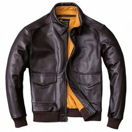 men's Genuine Leather Jacket For Men A2 Pilots Air Force Leather Jacket Bomber Male Aviator Jacket Cowhide Leather Man 17xy#