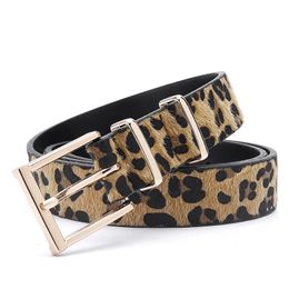 Personalized Creative Leopard Print Horse Hair Womens Belt Paired with Jeans A Fashion Trend Accessory From Europe America 240320