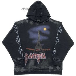 Graffiti Hoodies Mens Sweaters Fashion Designer balencigsas Hand-painted Paris Brand Hoodie Home 2024 New Gradual Tower Out Washed Old H 2C6Y