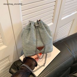 Shoulder Bag Brand Discount Women's Han Fans Versatile Single Shoulder Womens Fashionable and Lucky Texture Denim Portable Bucket