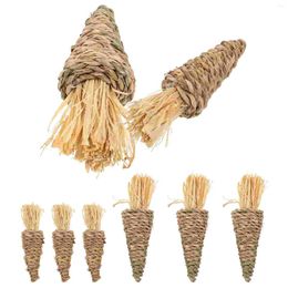 Decorative Flowers 8pcs Easter Garden Hanging Decor Straw Woven Carrot Pendant Rustic Adorn