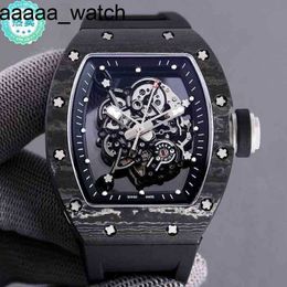 Fully RichardMill Rms055 Business Leisure Automatic Mechanical Watch Carbon Fiber Case Tape Mens