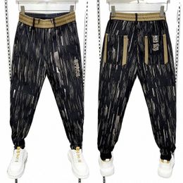 fi Men Harem Pants Striped Hip Hop Streetwear High Quality Unique Elastic Waist Male Trousers Cott Joggers Sweatpants L95Z#