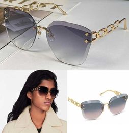 JEWEL cat eye sunglasses Z1626U luxury brand designer rimless gradient lens metal chain temple with classic logo female personalit2552574
