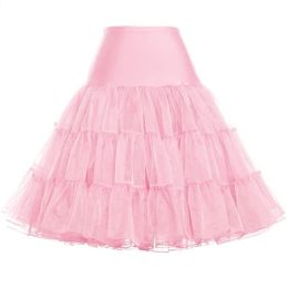 Zaagbladen Tulle Skirts Womens Fashion High Waist Pleated Tutu Skirt Retro Vintage Petticoat Crinoline Underskirt Faldas Women Skirt Saia