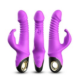 Hip telescopic rocking rabbit head vibrating rod magnetic suction charging women's fun adult sex toys products 231129