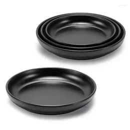 Plates Melamine Black Plate Creative Imitation Porcelain Tableware Japanese Round Soup Plastic Household Kitchen Supplies