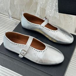 Flat bottomed dress shoes ALAlAss designer shoes women round toe rhinestone boat shoe luxurious leather rivet buckles Mary Jane shoes comfortable 35-42