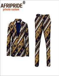 African Men039s Jacket Pants 2 Pieces Suits Coat Outfit Blazer Dashikis Print Wax A73160569962088319371