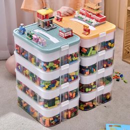 Bins Children's Building Block Storage Box Transparent Multilayer Compartment Small Parts Finishing Toy Box Storage Container