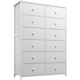 Enhomee Dresser, Dresser with 12 Tall Bedroom Dressers Chests of Drawers for Bedroom, Closet, Living Room, Entryway, Wooden Top & Metal Frame, White