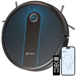 Coredy Robot Vacuum, R650 Ultra Robotic Vacuum with 2200 Pa Strong Suction, Gyro Dynamic Navigation, Z-zag Cleaning Path, App Control, Real Time Map, Compatible