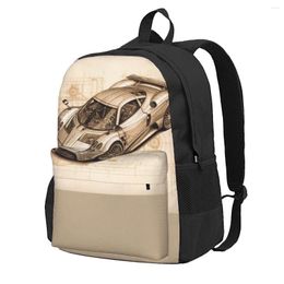 Backpack Speed Sports Car Teen Pencil Drawing Schematics Lightweight Backpacks Funny School Bags Workout High Quality Rucksack