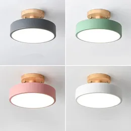 Ceiling Lights Nordic Round Led Lamp Wood Grain Light Home Bedroom Lighting For Kitchen Corridor Decor Fixtures